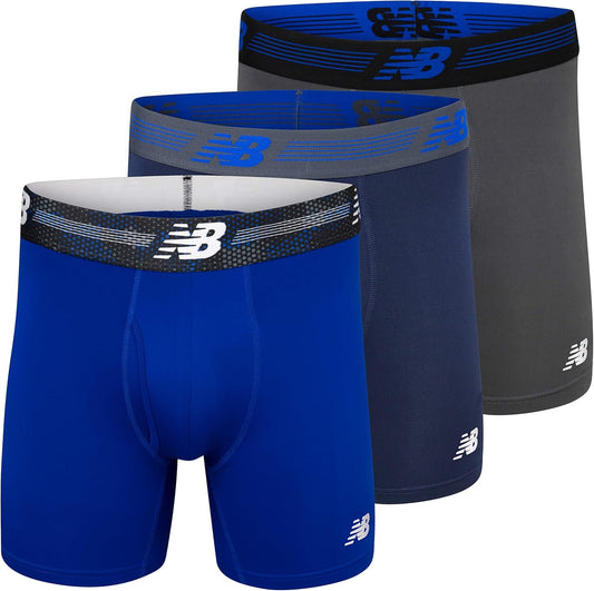 Men'S Performance Boxer Briefs with Fly, Breathable Stretch Underwear, Moisture Wicking, Soft Waistband (3 Pack)
